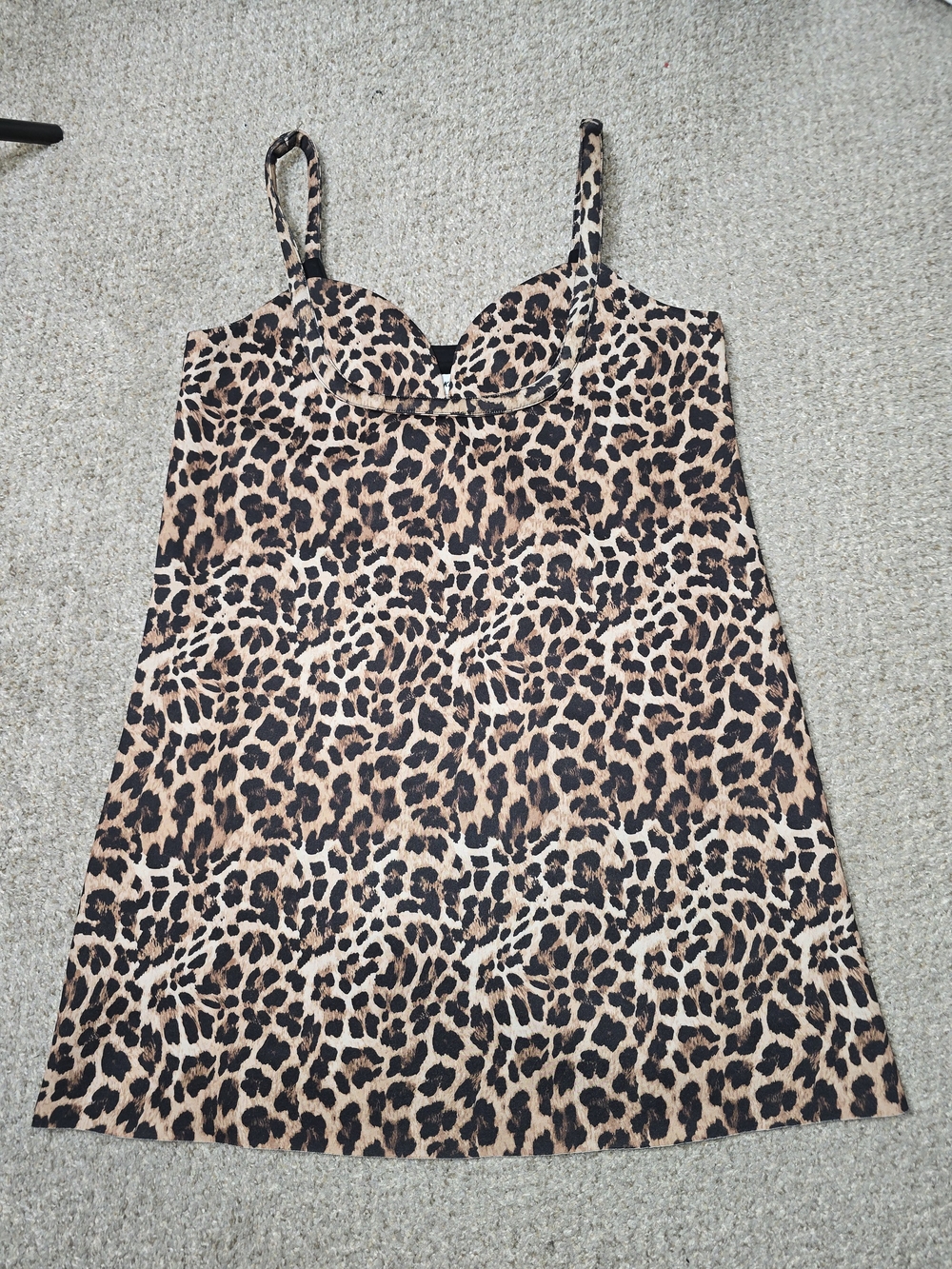 Anthropologie Dhruv Kapoor Leopard Print Slip Dress with Thin Straps Sizs Large